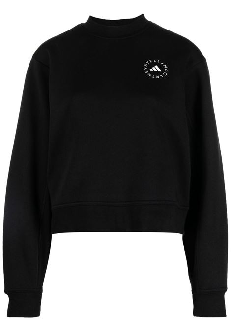 Black logo-print cropped sweatshirt - women